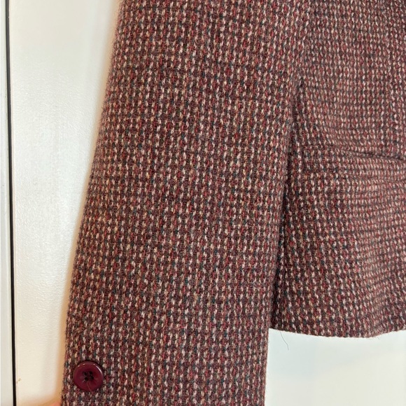 Vintage JH Collectibles Wool Mohair Tweed Blazer burgundy cream Academia 10 - Picture 4 of 11